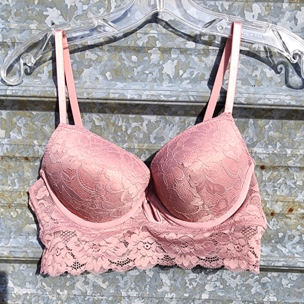 Marilyn Monroe 36C Floral Lace Taupe Push Up Bra